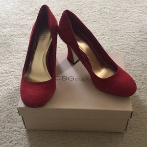 Red Suede Heels, excellent condition- worn twice